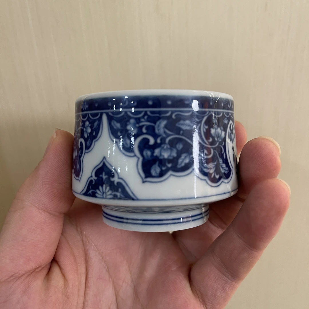 钟家窑 景德镇柴窑 云肩如意 竹节杯