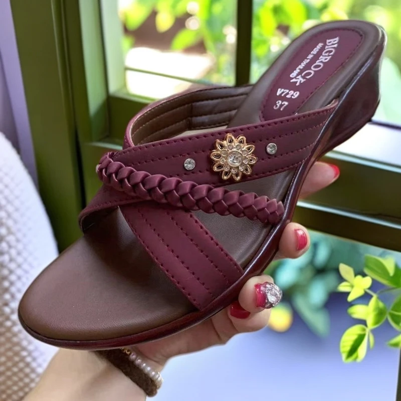 菲律宾泰国原装进口时尚泰红拖鞋凉拖鞋外穿夏季凉鞋休闲坡跟女士