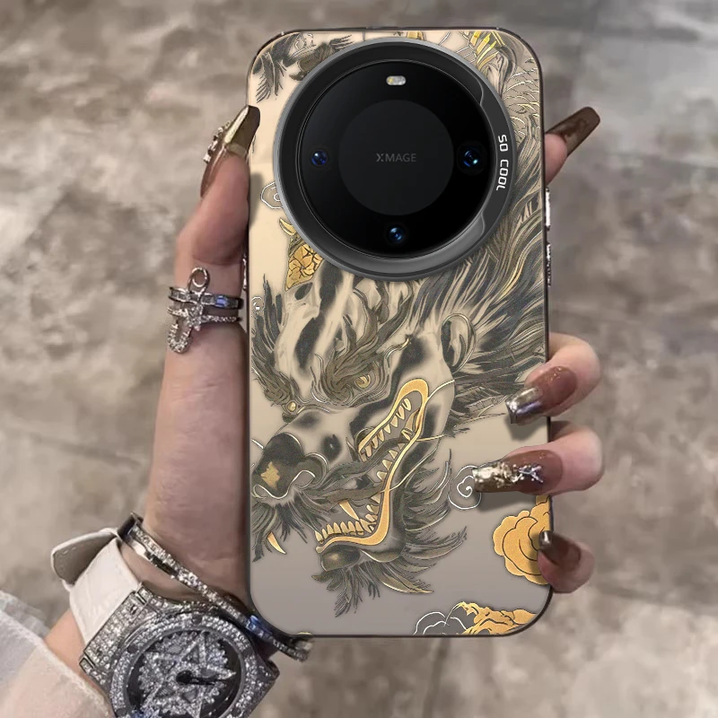 国风墨画龙适用华为Mate60Pro手机壳高级Pura70苹果16保护套防摔