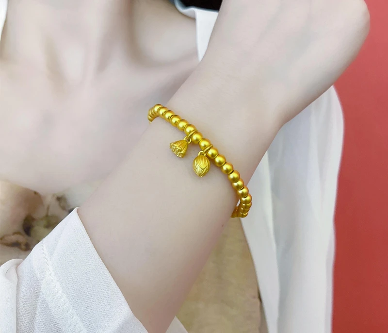 【周福鑫精品】古法两世欢手链莲蓬荷花轻奢手串女手环情侣礼物