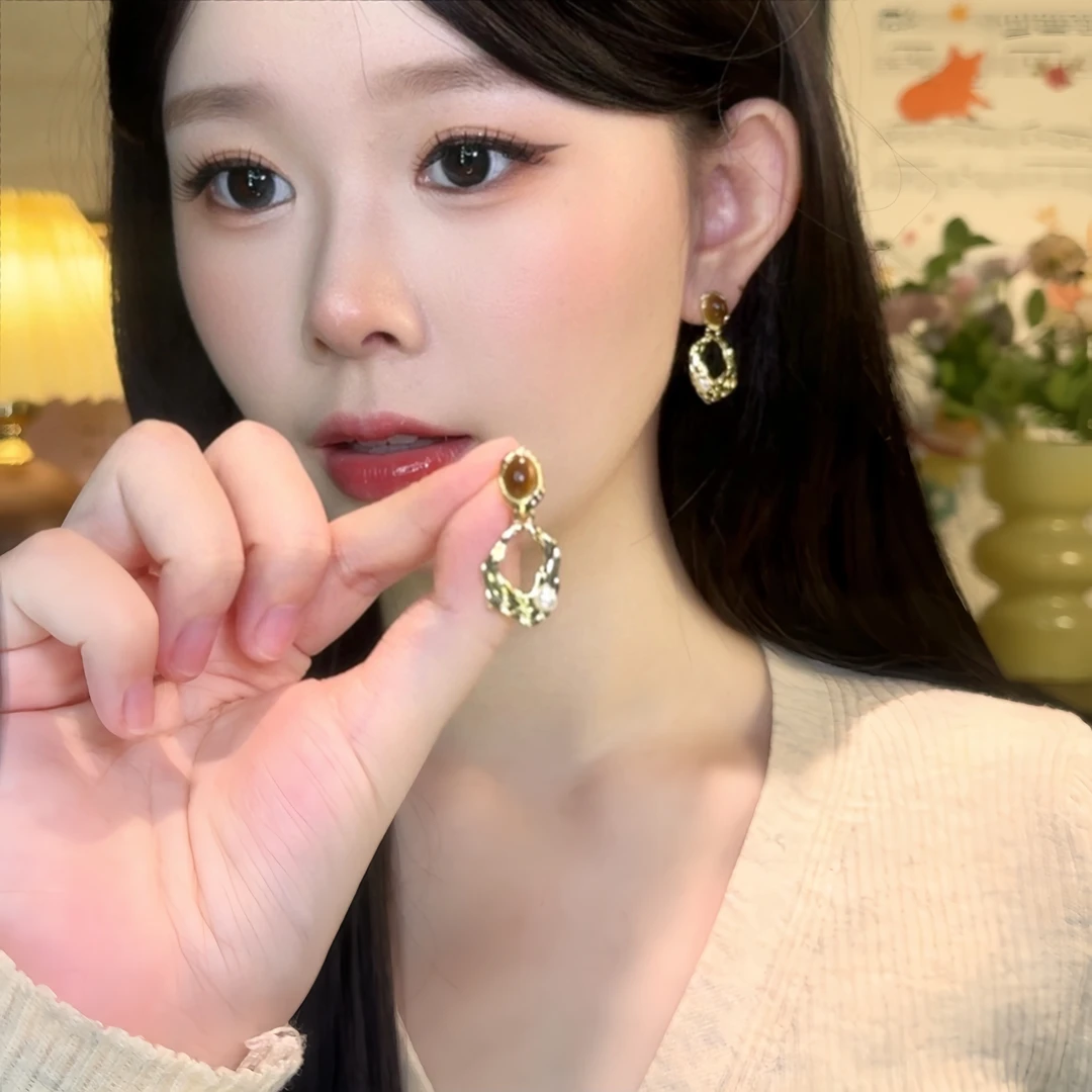 合金耳饰 爆款超闪耳环女轻奢小众高级感耳圈气质甜酷网红精致百