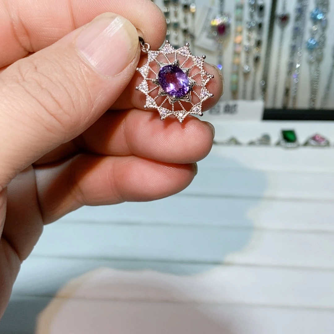 绿水晶戒指银S925镶嵌