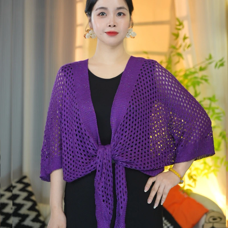 亮彩薄款宽松版披肩 夏季新款女空调衫外出户外防晒披肩时尚外搭