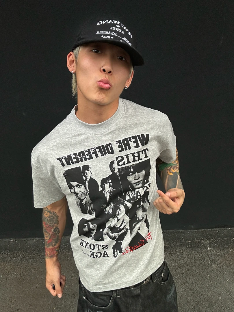 SKATEPARK“ 滚石乐队"重磅索罗娜凉感正肩收领口收腰线小众印花T