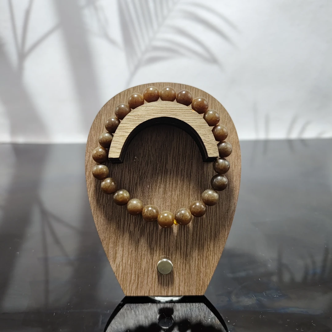 N和田玉且末糖圆珠手串（卡8）2574