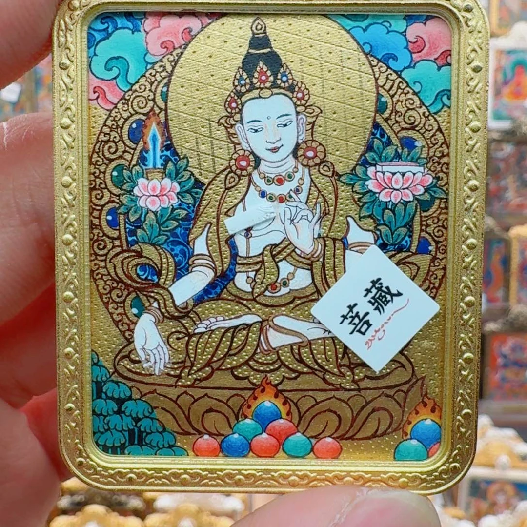 毛***熊吊坠金唐文殊 完玛 热贡纯手绘