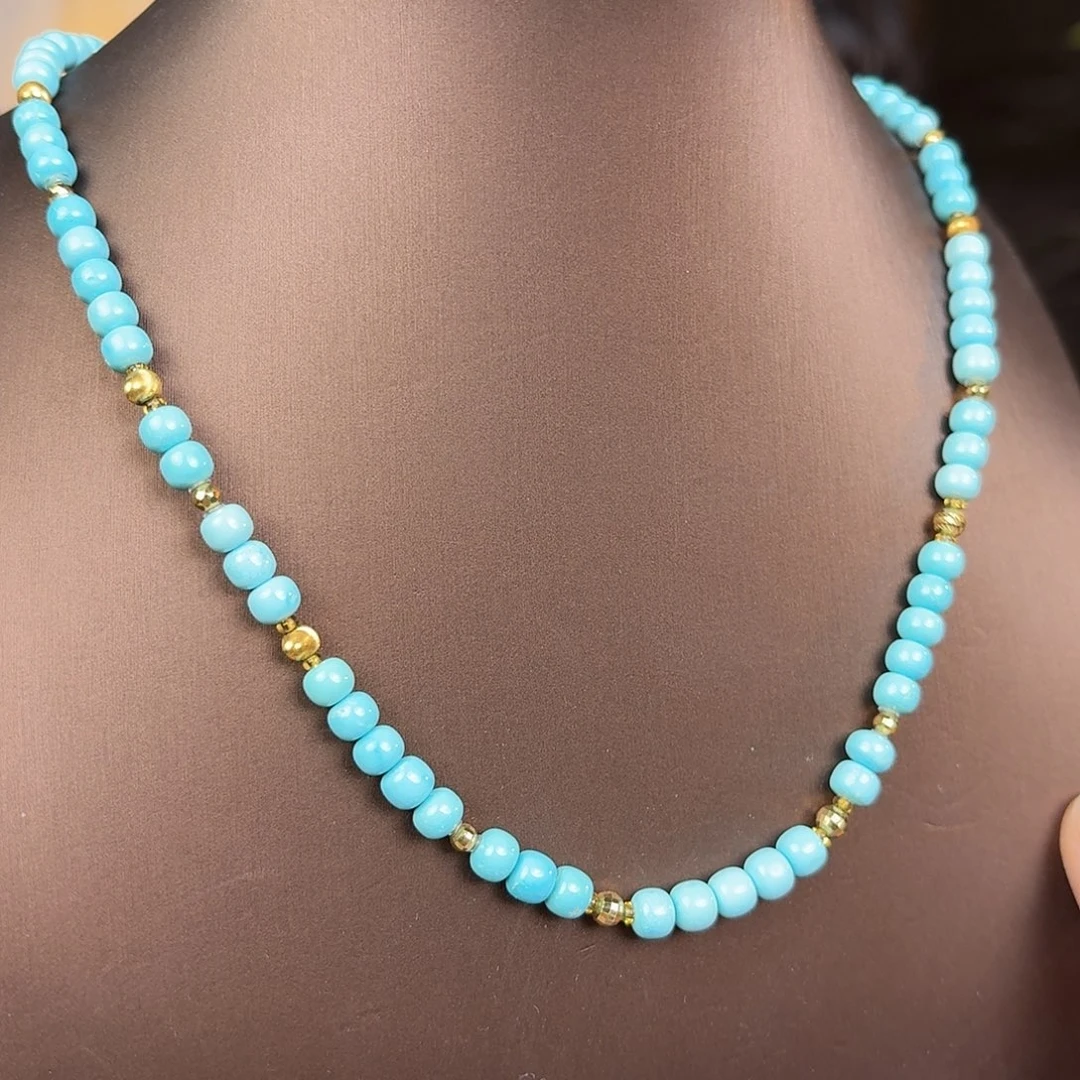 绿松石18K金镶嵌挂件