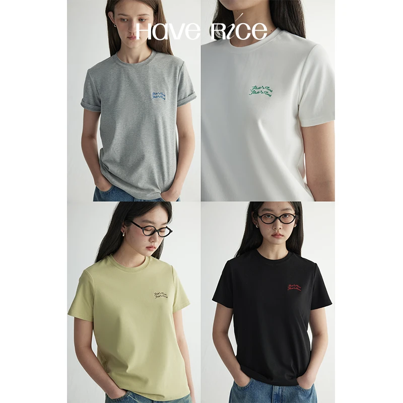【四色刺绣正肩T恤】HAVERICE饭馆 休闲日记 刺绣正肩基础百搭短袖