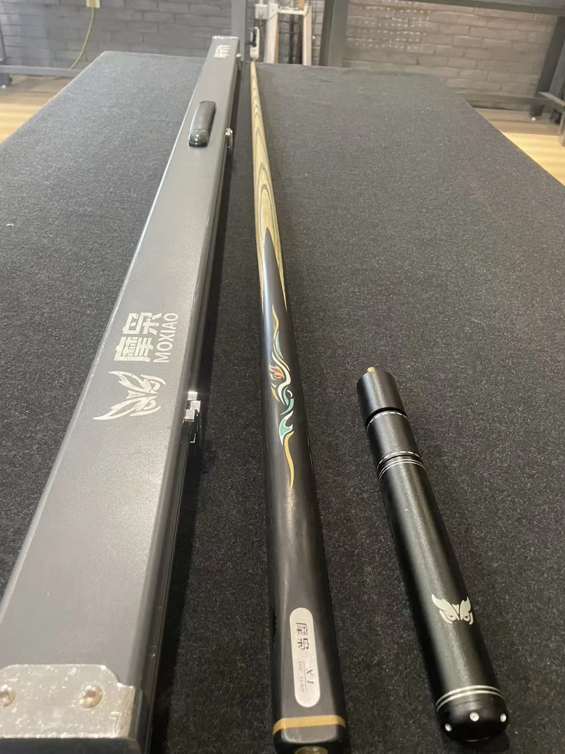 摩枭台球杆X1小头一体通杆中式黑八斯诺克手工免漆桌球杆套装