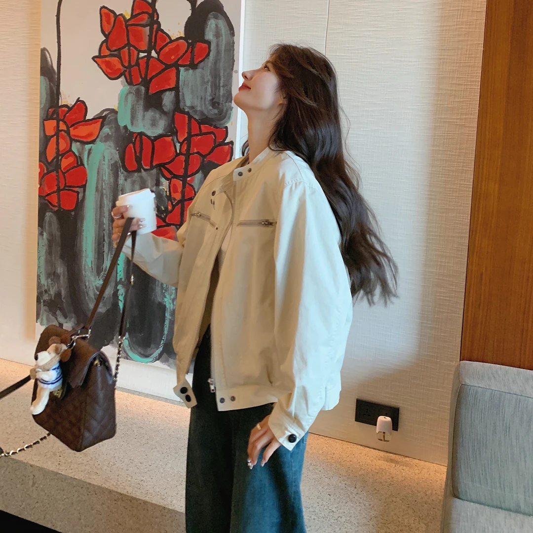 韩系工装设计感百搭皮衣短外套女2025秋季新款酷飒街头风气质夹克