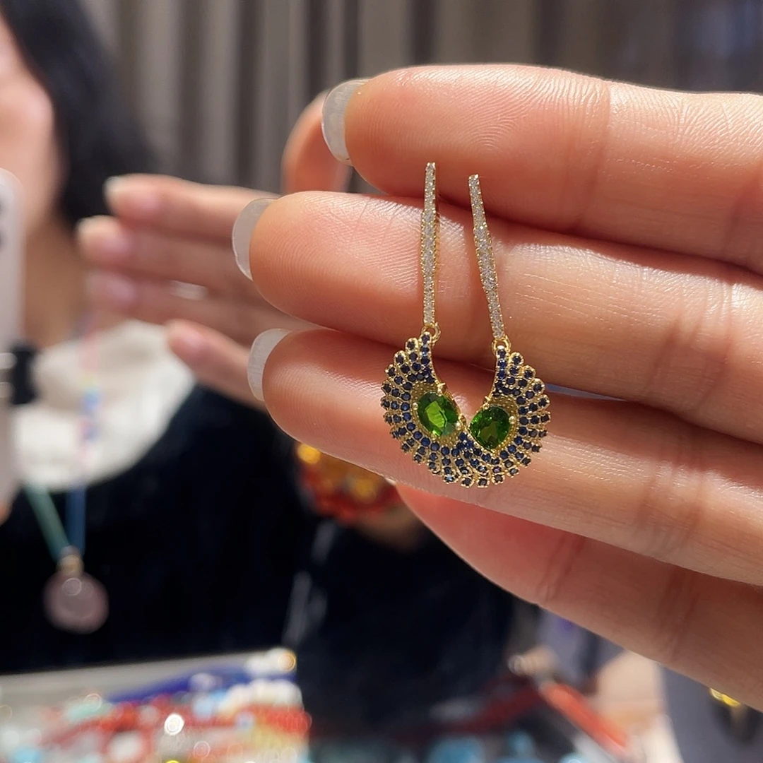 透辉石大气款银S925镶嵌大气款