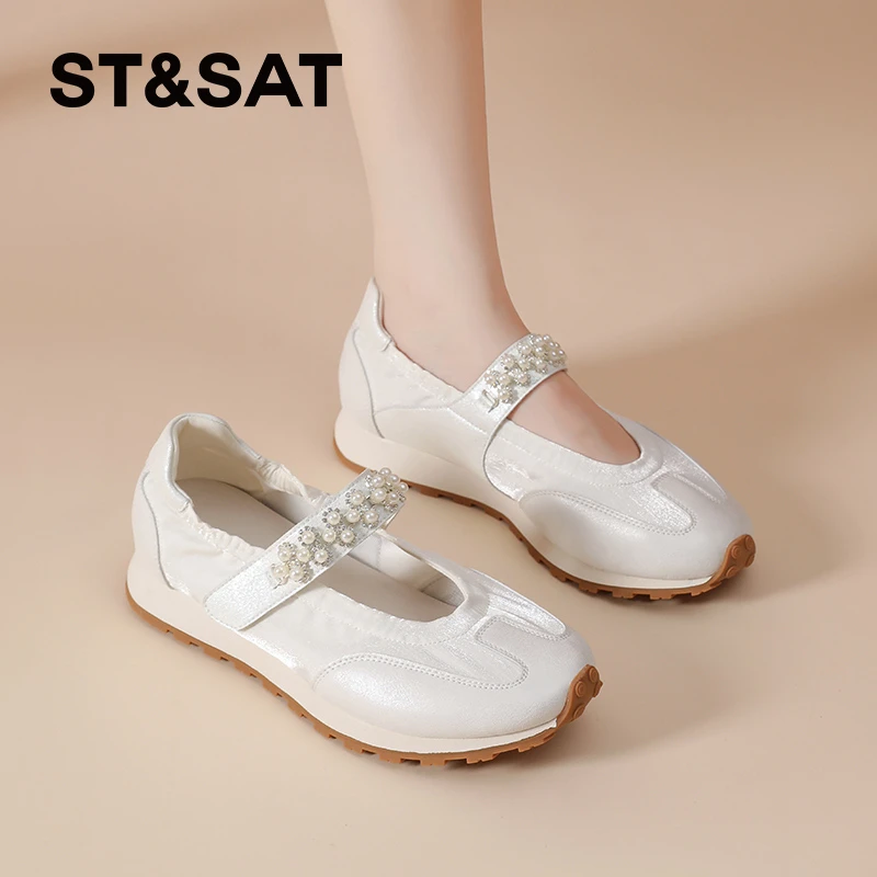 星期六厚底芭蕾风运动玛丽珍鞋女2025新款夏季小众水钻法式小单鞋