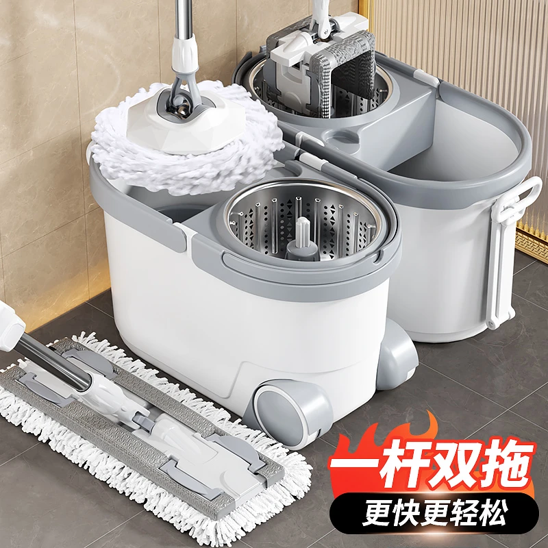 洁仕宝高品质免手洗旋转拖把家用懒人带桶洗脱一体自拧水拖布桶