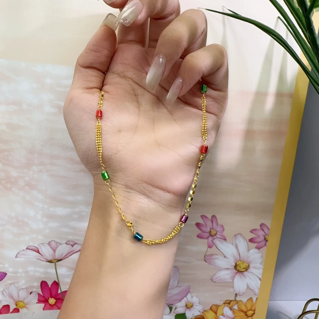 薇安娜珠宝 5G鎏彩项链 足金999套链 M字扣