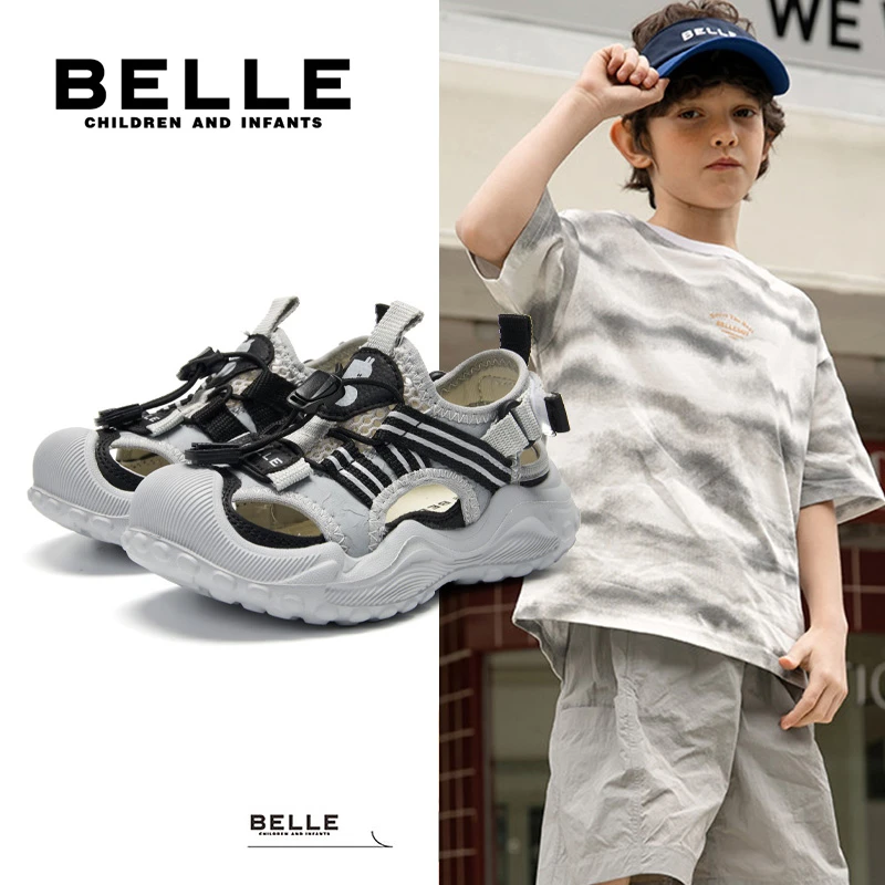 【暑假优享好价】BELLE/百丽童鞋2025夏季新款儿童轻薄透气包头凉鞋