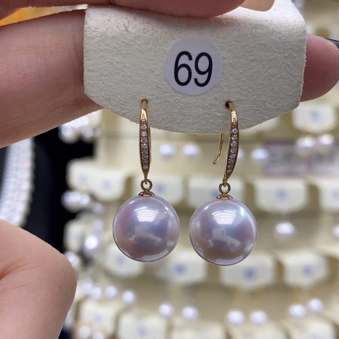 淡水珍珠耳饰18K金镶嵌