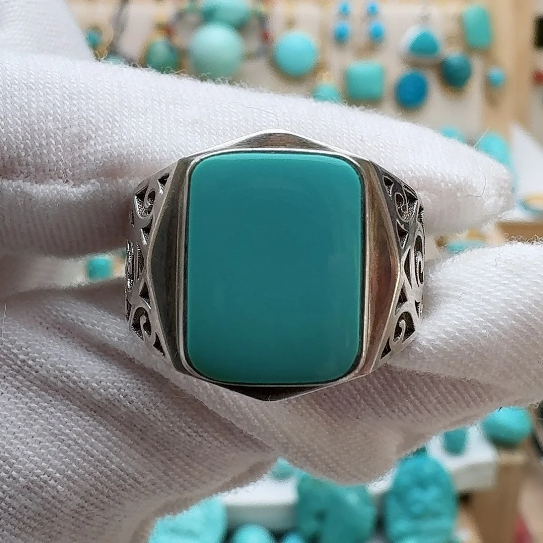 绿松石珠宝奇石银S925镶嵌