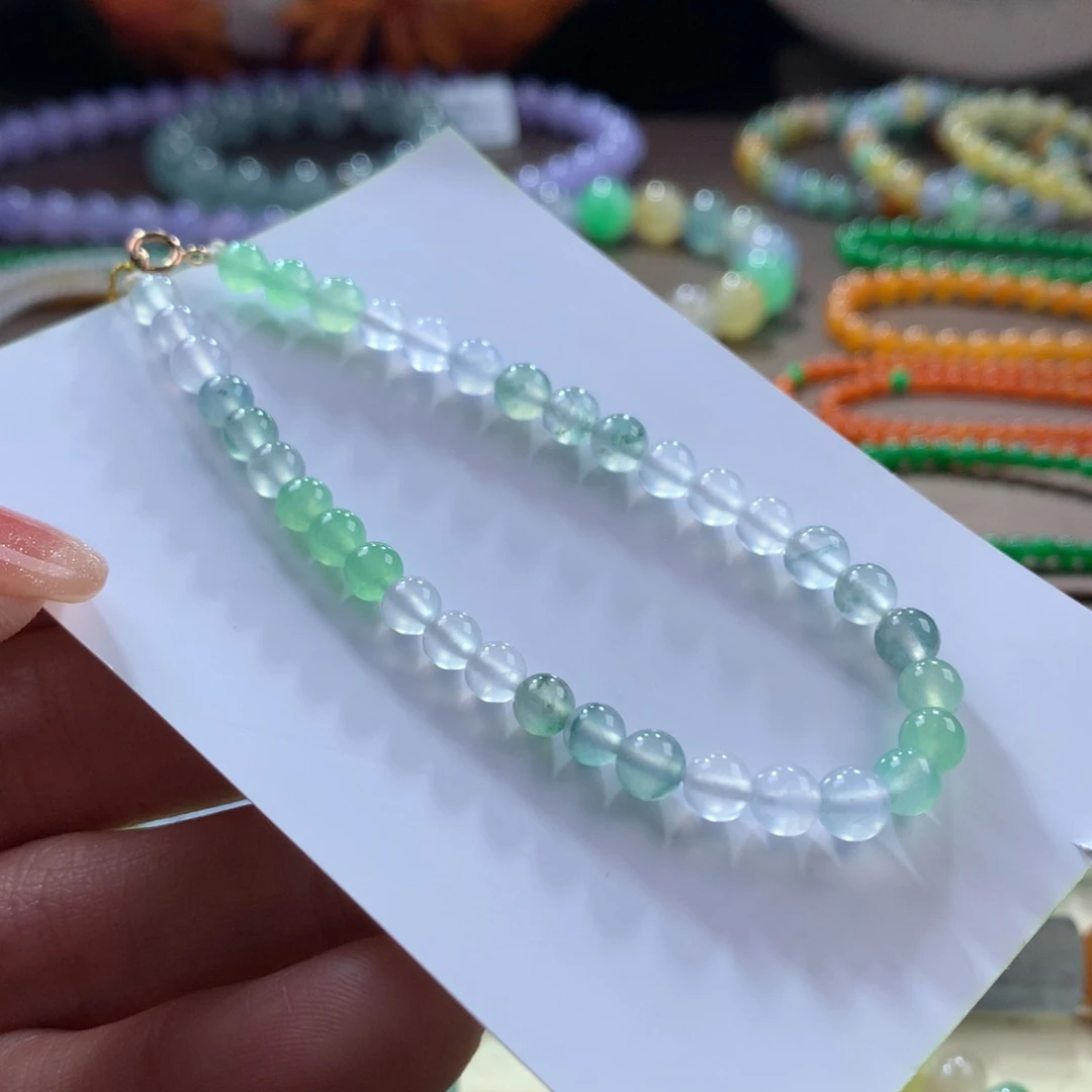 翡翠手链未镶嵌冰飘花卡5