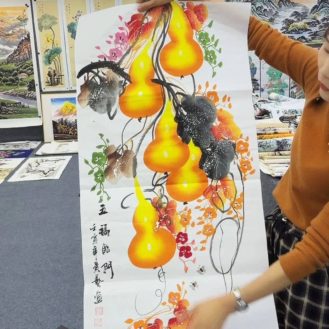 国画作品小姐姐放漏中