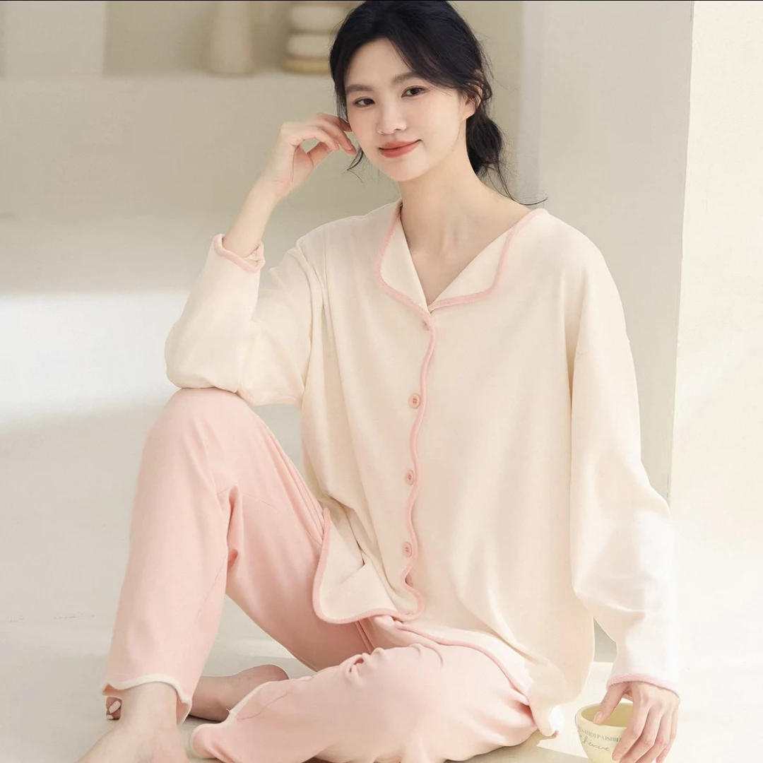 fdq女士冬季舒适家居服简约开衫德绒睡衣套装