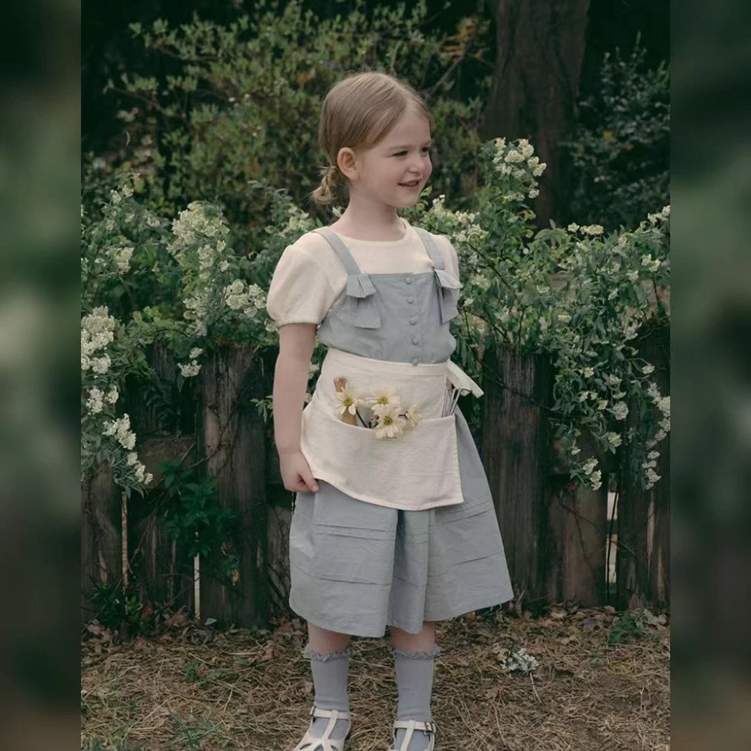 出口韩单 susu25夏季女童宝宝蓝色无袖吊带连衣裙