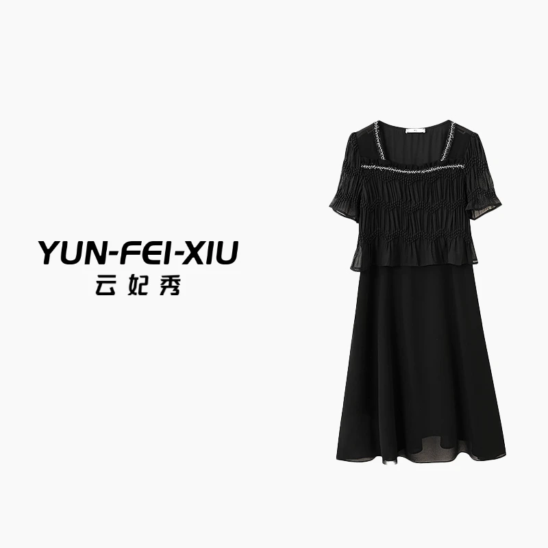 云妃秀大码女装连衣裙休闲时尚胖妹妹显瘦宽松韩版百搭减龄夏7003