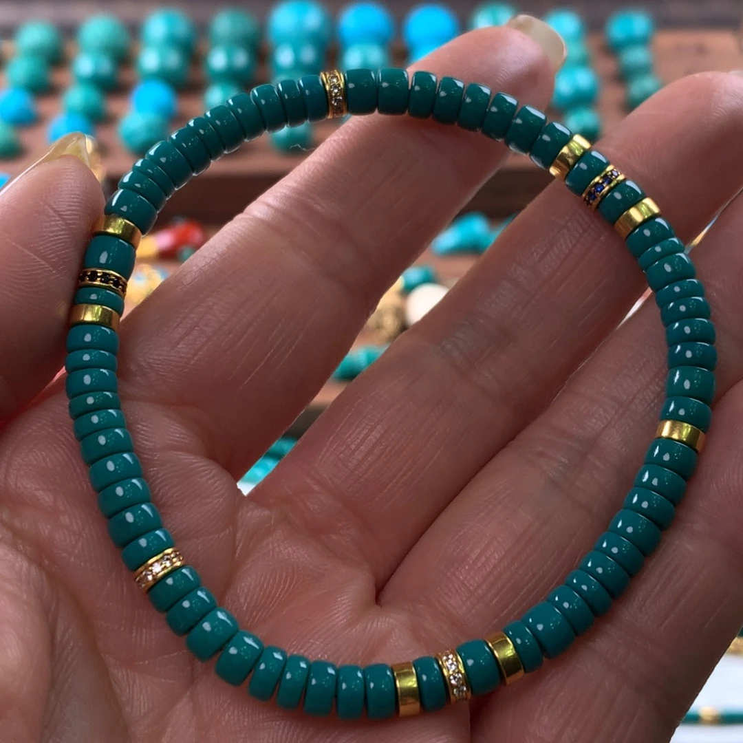 绿松石手串18K金镶嵌