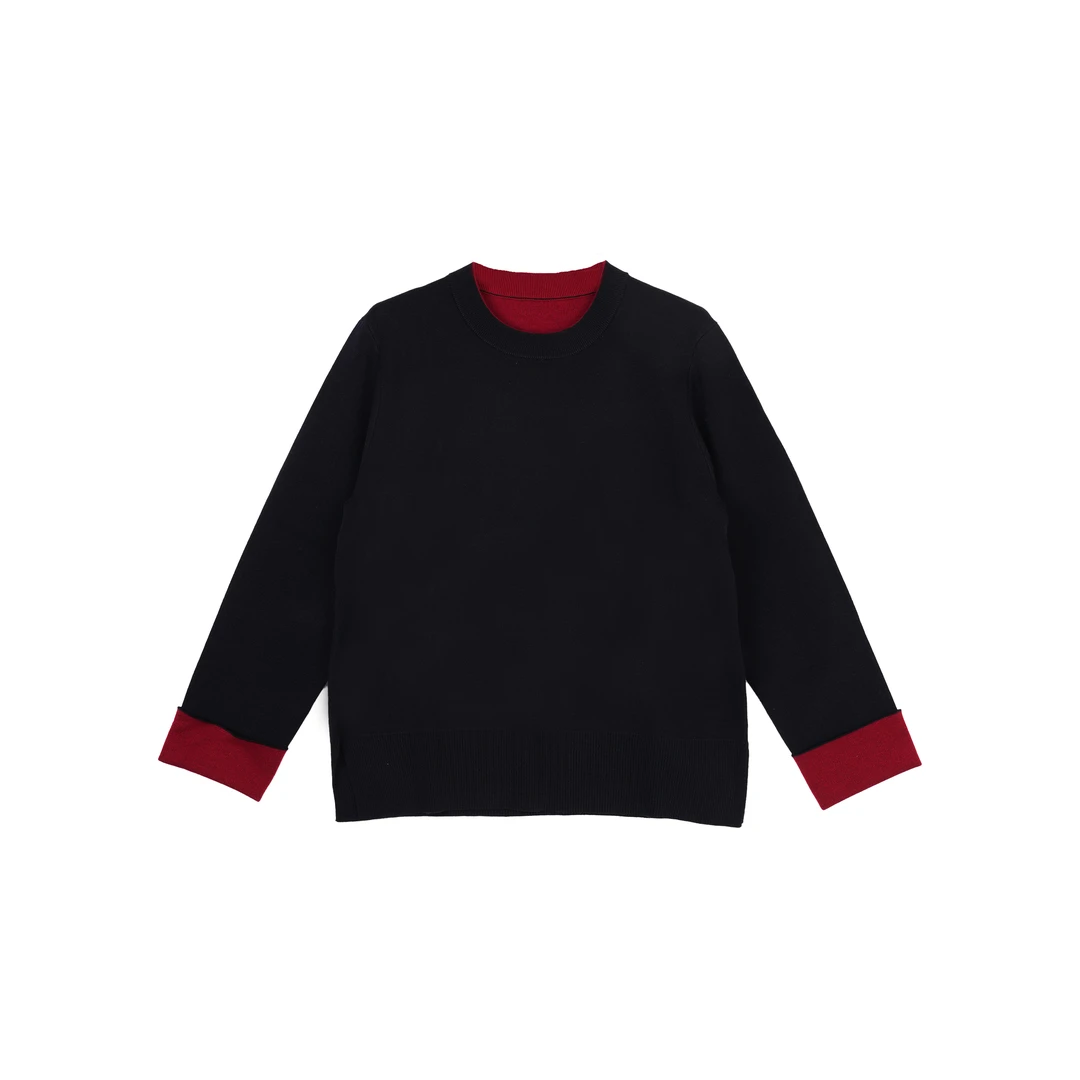 秋冬时尚撞色女2024新款高级感针织毛衫百搭长袖XP001-11422