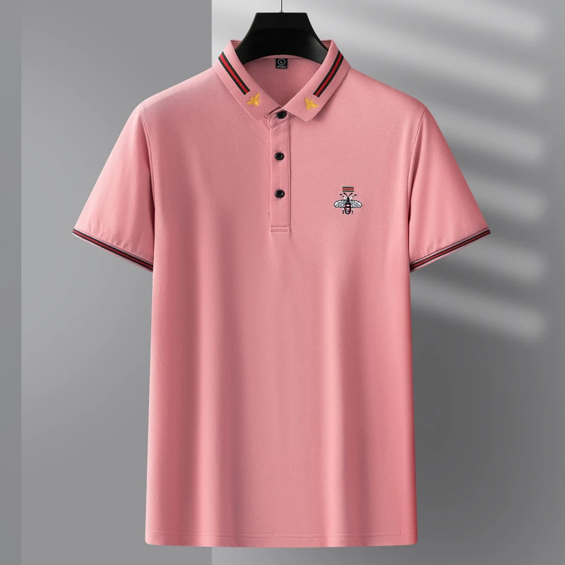 夏季时尚高档男士polo衫短袖T恤刺绣纯色短袖商务男装大码宽松