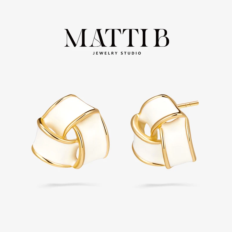 铜合金珐琅耳饰 三角形小巧设计高级气质复古轻奢百搭耳钉女1998