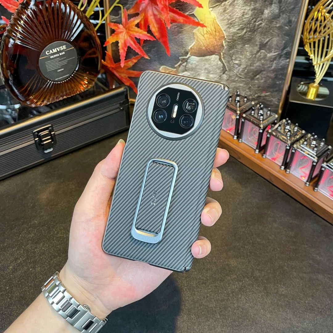 适用华为matex6手机壳碳纤纹理旋转腕带支架matex5/x3镜头全包