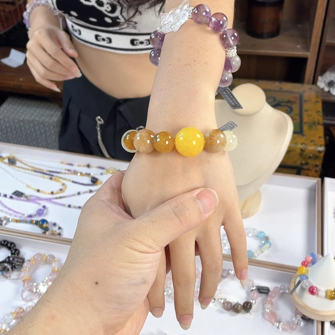 水晶手链银S925镀金镶嵌