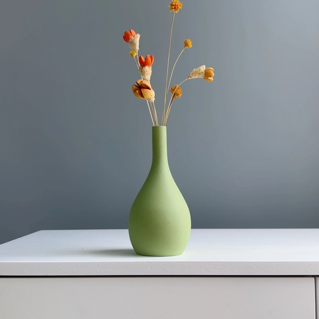 摆件陶瓷小花瓶摆件含花总高约20-30cm