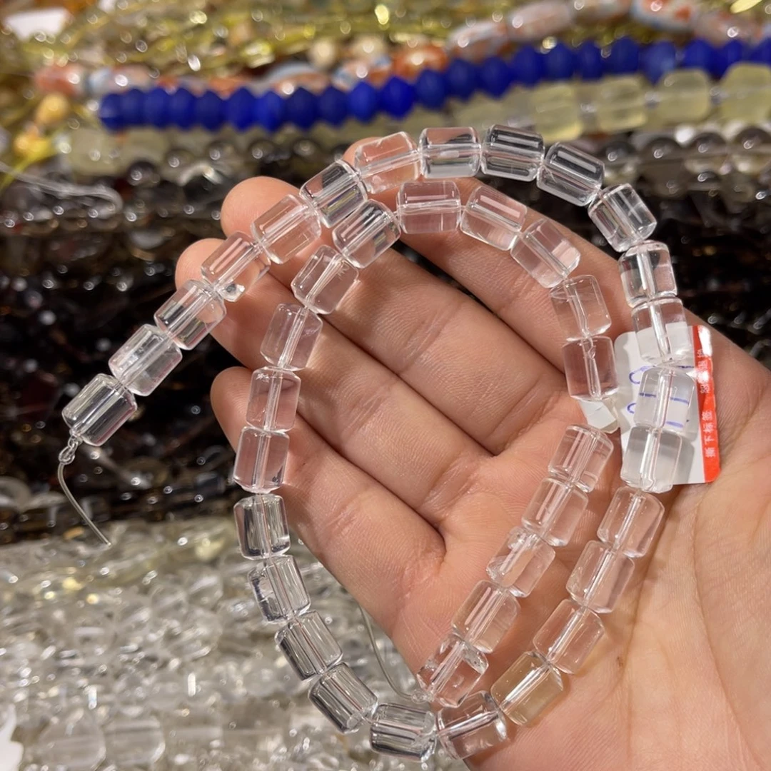 紫晶珠宝半成品银S925镶嵌净体白水晶桶珠