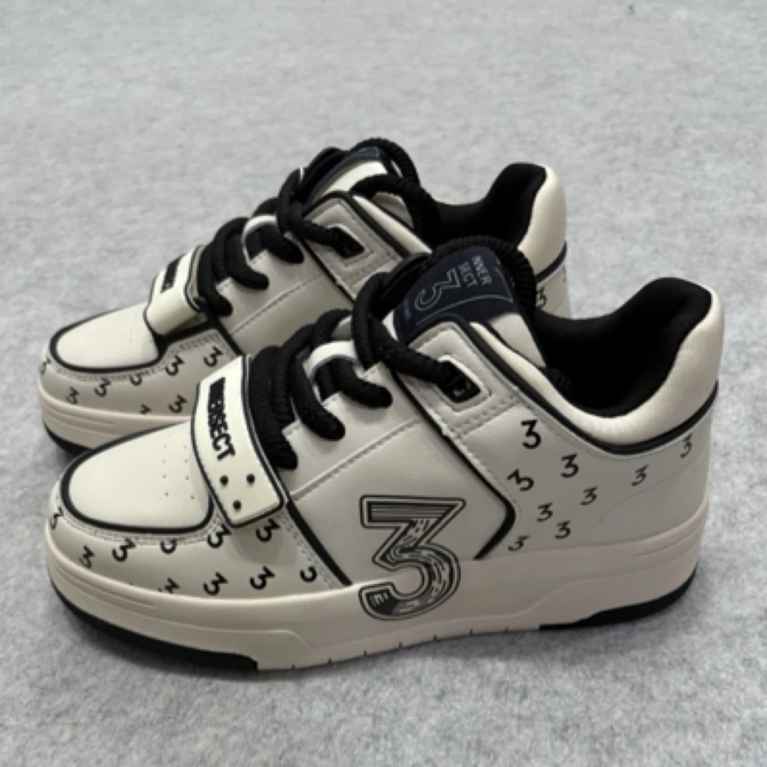 ST-230007-米白色-INNLOGO魔术贴侧边数字印花时尚潮流面包板鞋