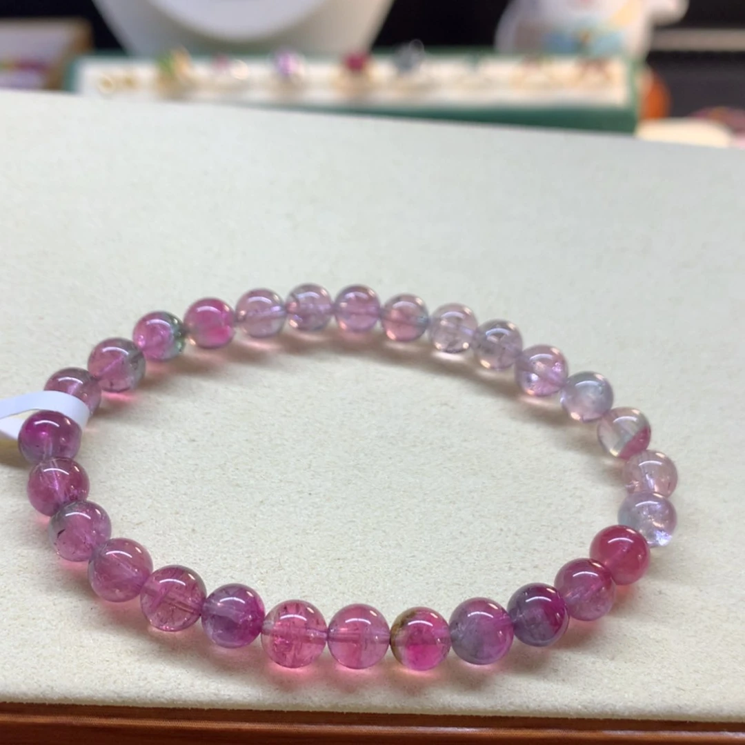 【闪购商品】碧玺手串未镶嵌渐变紫西瓜6.8mm