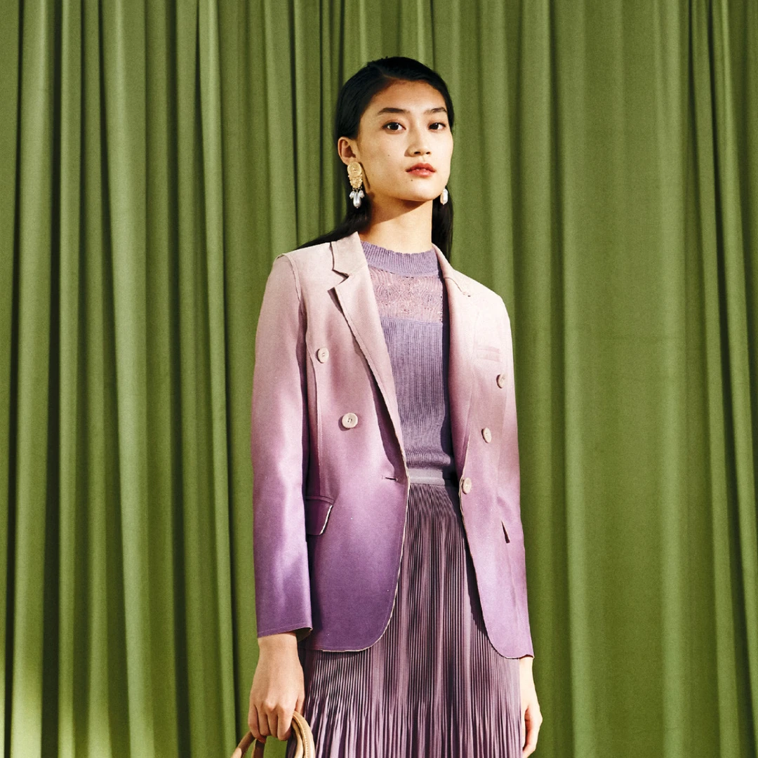 职场通勤小众设计渐变双排扣常规气质西装女式外套