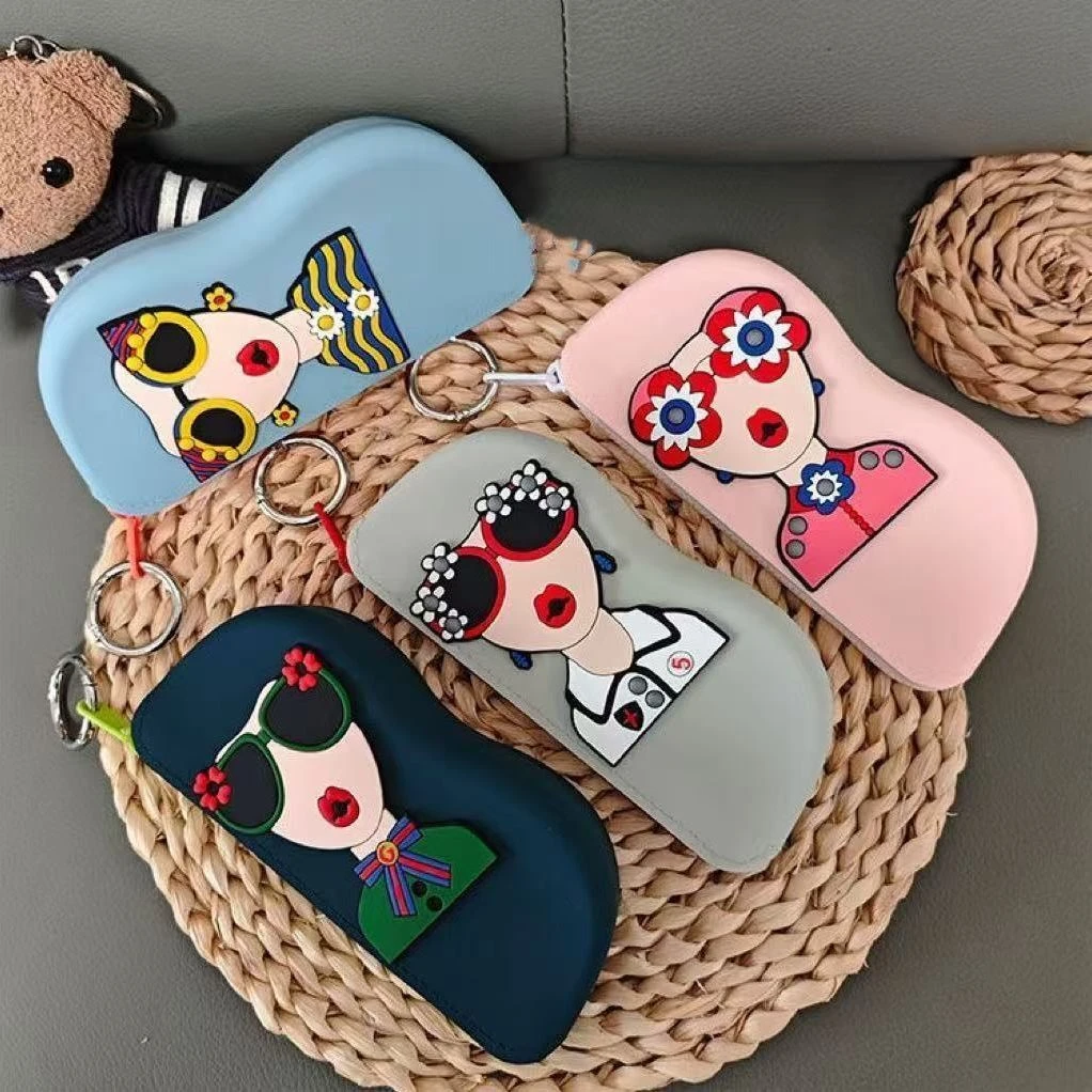 正版可爱墨镜收纳袋便携随身带眼镜盒防摔硅胶眼镜袋可挂防水硅胶