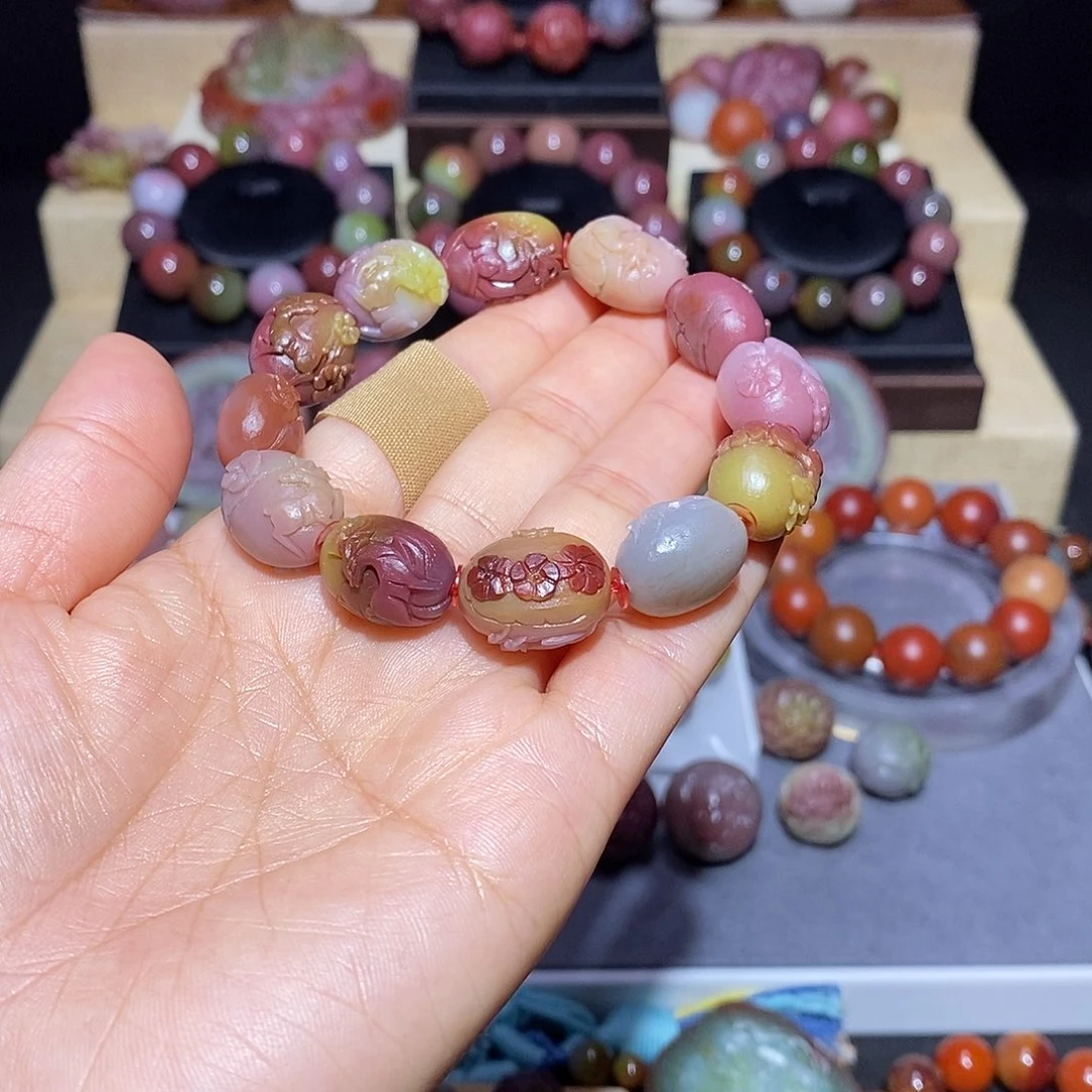 玛瑙/玉髓未镶嵌盐源玛瑙一路有你鹿鹿手串