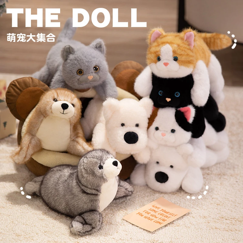 萌宠大集合动物系列猫毛绒玩具可爱海豹公仔娃娃安抚玩偶