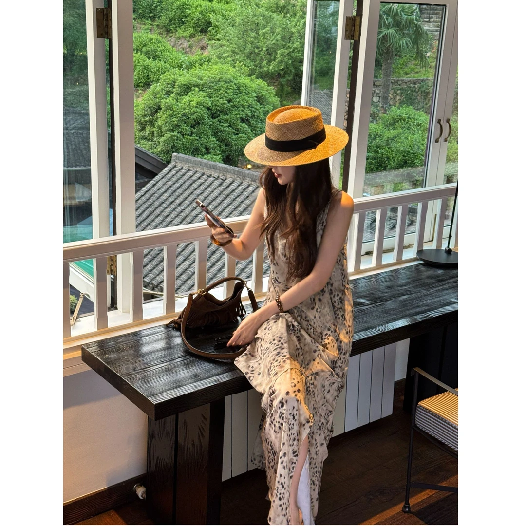 AILUO/艾珞现货【斑驳情书】度假风优雅蕾丝显瘦吊带连衣裙