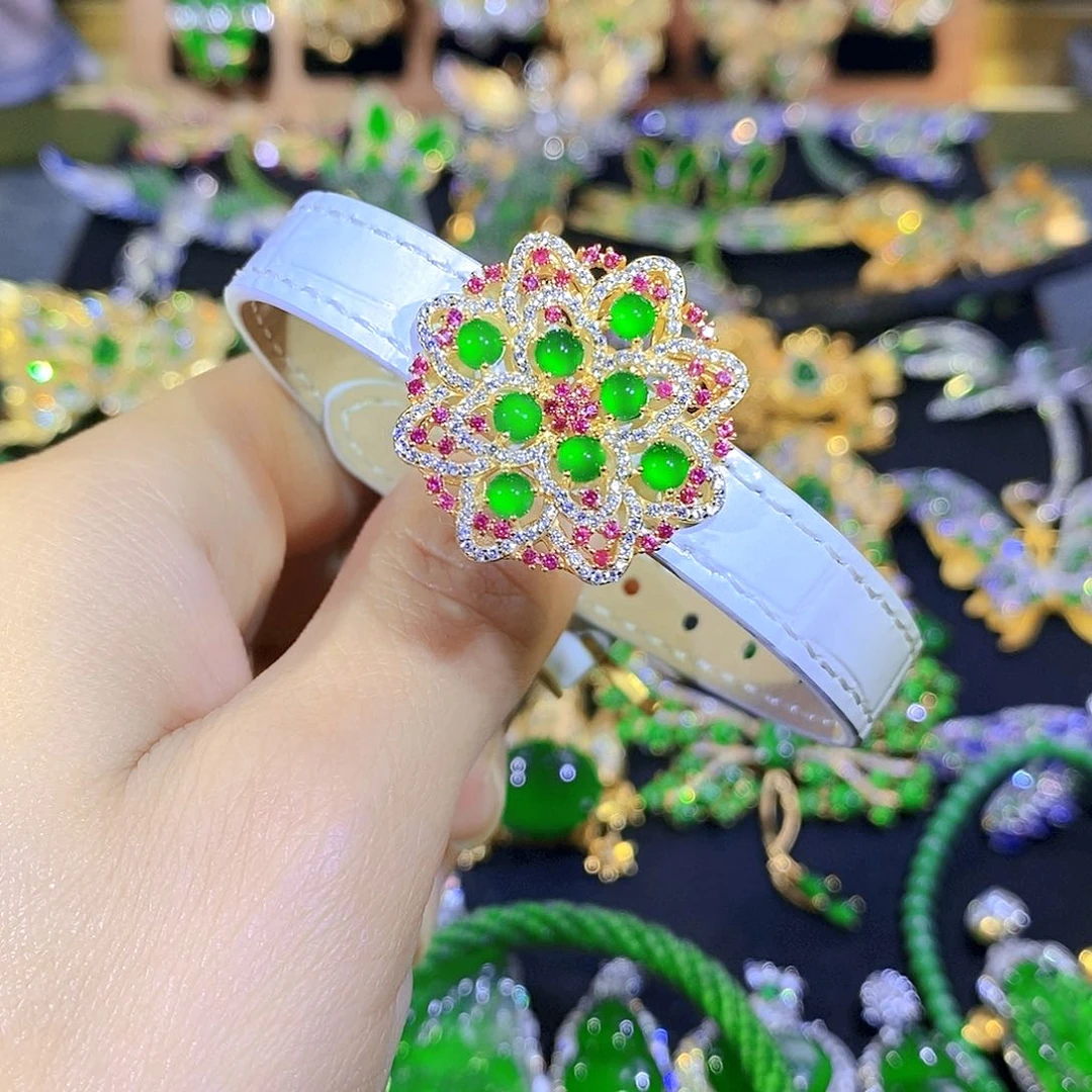 吊坠(不含链)银S925镶嵌翡翠