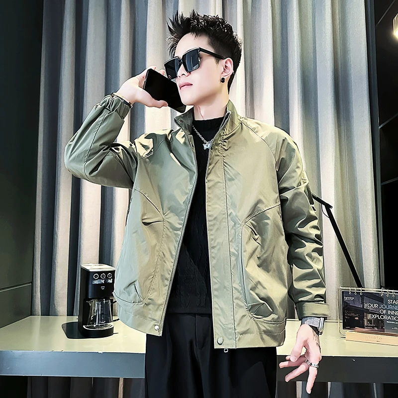 男士外套春秋季2025新款爆款高级感痞帅潮牌男装百搭立领休闲夹克