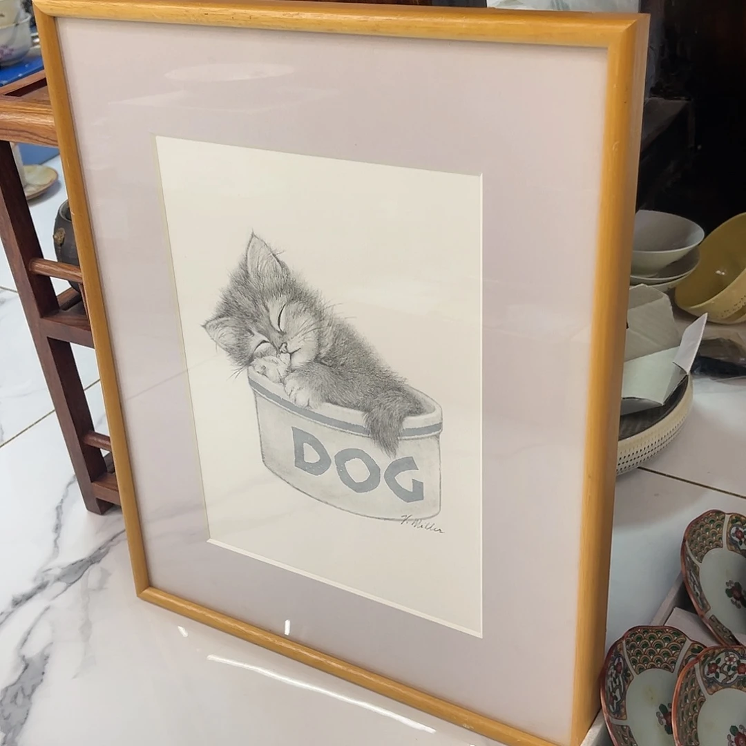 瓷片素描猫咪画框23