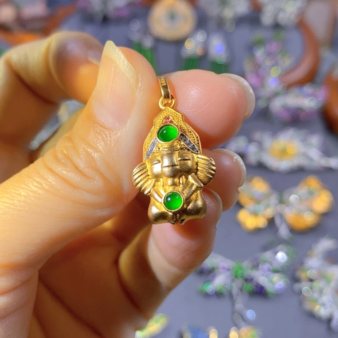 颈饰银S925镶嵌翡翠