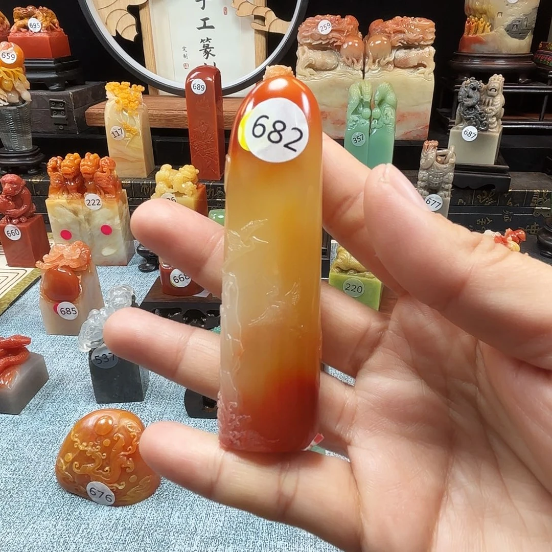 印石寿山石仙鹤三彩8