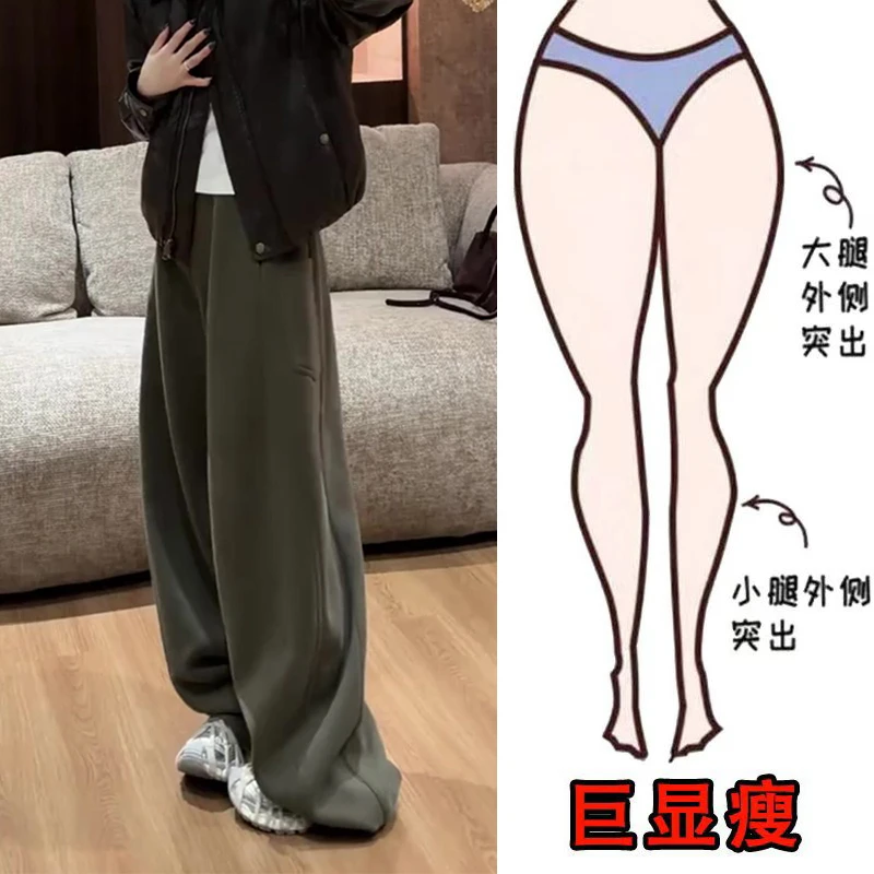 冬季新款遮肉显瘦高腰阔腿休闲裤时尚百搭立体裁剪设计感拖地裤