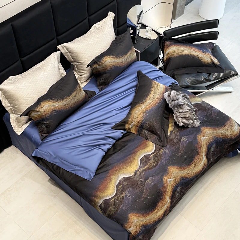 圣璧顶奢800T葡萄牙金银丝艺术家炫彩色埃及长绒棉四件套