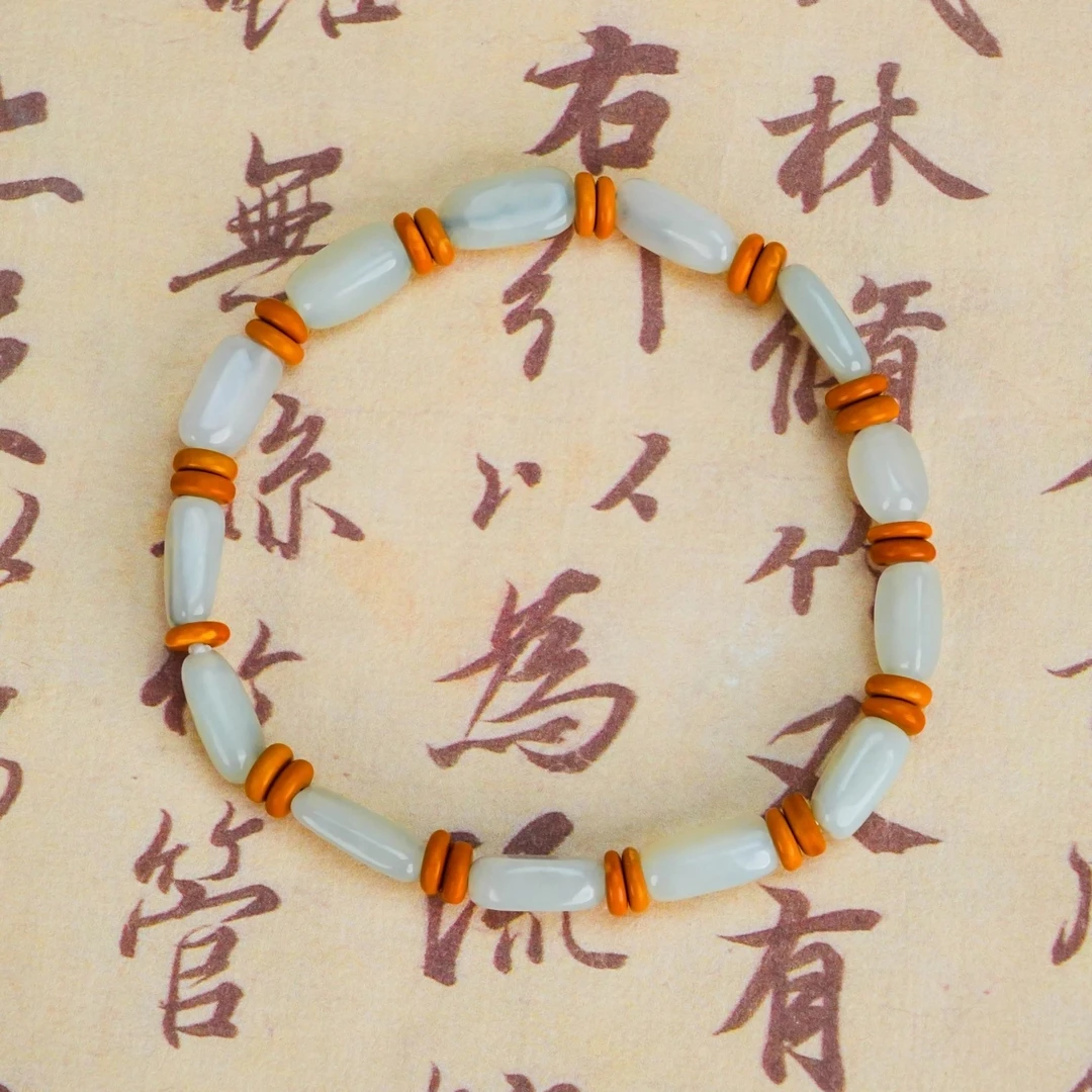 SC-299 和田玉浅晴水 长珠随行手串 多样性发其一
