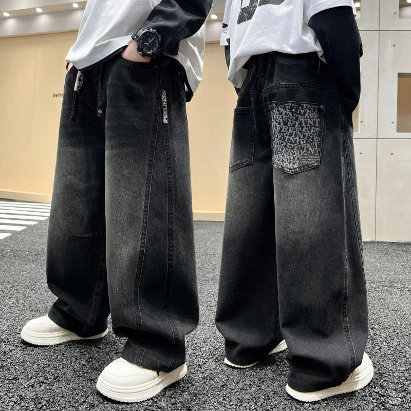 男童牛仔裤春秋直筒宽松2025中大童休闲韩版长裤儿童裤子潮流百搭